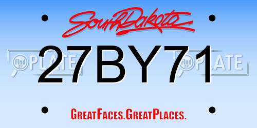 27BY71 South Dakota License Plate