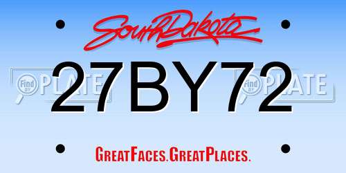 27BY72 South Dakota License Plate