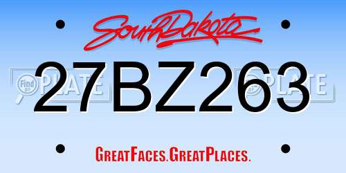 27BZ263 South Dakota License Plate