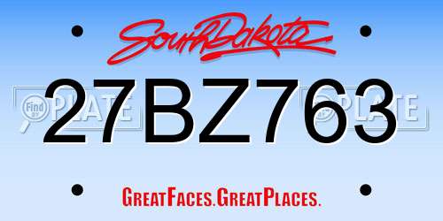 27BZ763 South Dakota License Plate