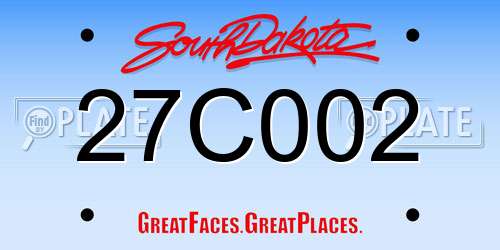 27C002 South Dakota License Plate