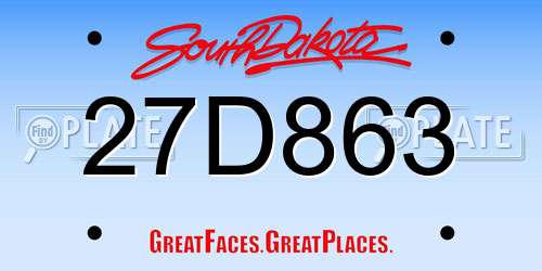 27D863 South Dakota License Plate