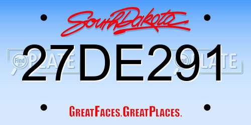 27DE291 South Dakota License Plate