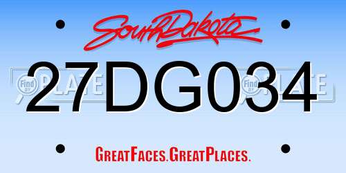 27DG034 South Dakota License Plate