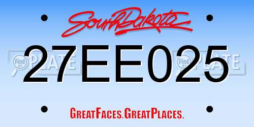 27EE025 South Dakota License Plate