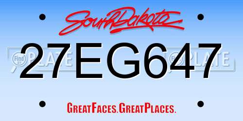 27EG647 South Dakota License Plate