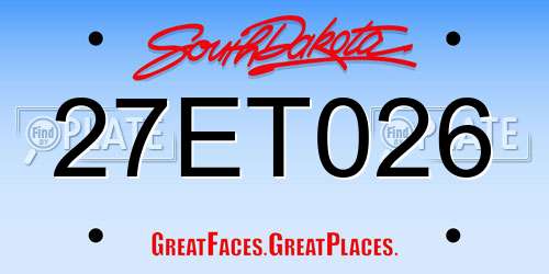 27ET026 South Dakota License Plate