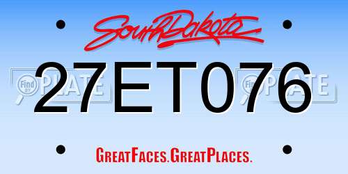27ET076 South Dakota License Plate