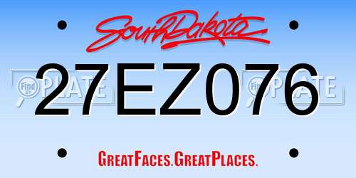 27EZ076 South Dakota License Plate