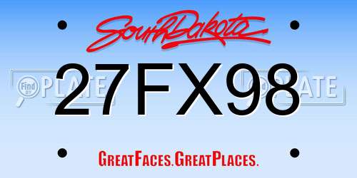 27FX98 South Dakota License Plate