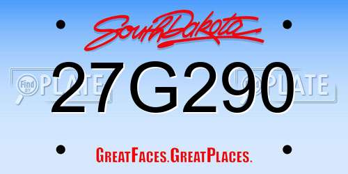 27G290 South Dakota License Plate