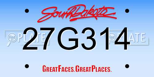 27G314 South Dakota License Plate