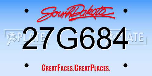 27G684 South Dakota License Plate