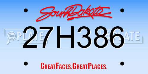 27H386 South Dakota License Plate
