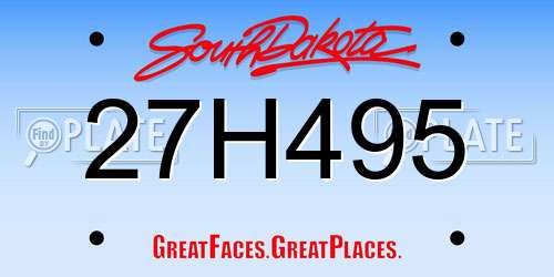 27H495 South Dakota License Plate