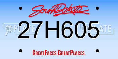 27H605 South Dakota License Plate