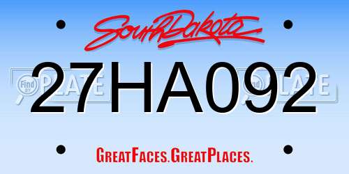 27HA092 South Dakota License Plate