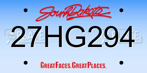 27HG294 South Dakota License Plate
