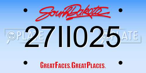 27II025 South Dakota License Plate