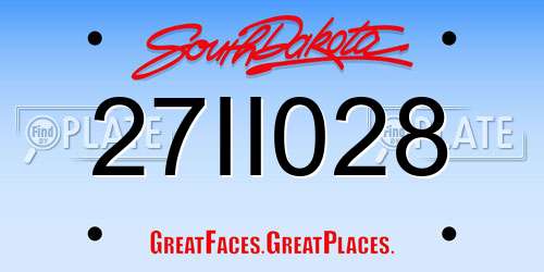 27II028 South Dakota License Plate