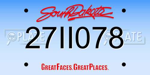 27II078 South Dakota License Plate