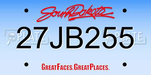 27JB255 South Dakota License Plate