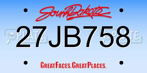 27JB758 South Dakota License Plate