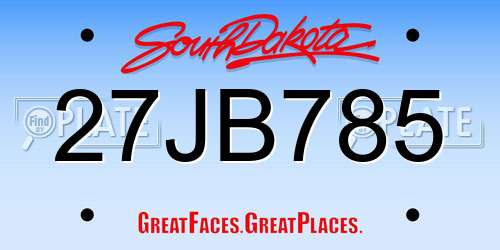27JB785 South Dakota License Plate