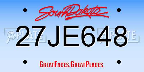 27JE648 South Dakota License Plate