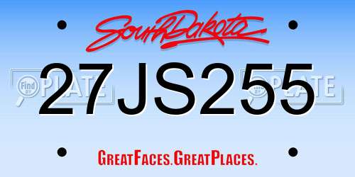 27JS255 South Dakota License Plate