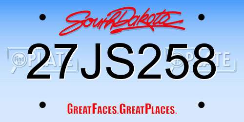 27JS258 South Dakota License Plate