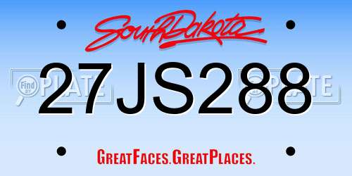 27JS288 South Dakota License Plate