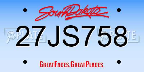 27JS758 South Dakota License Plate