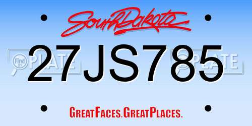 27JS785 South Dakota License Plate