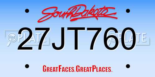 27JT760 South Dakota License Plate