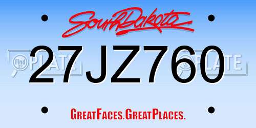 27JZ760 South Dakota License Plate