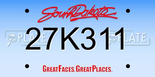 27K311 South Dakota License Plate