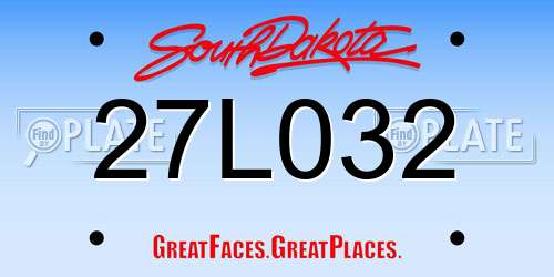 27L032 South Dakota License Plate