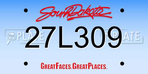 27L309 South Dakota License Plate