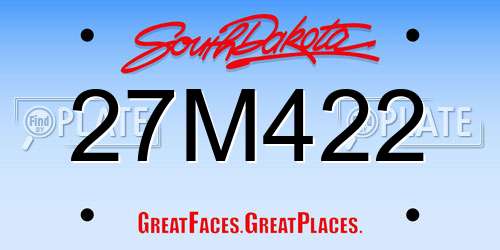 27M422 South Dakota License Plate