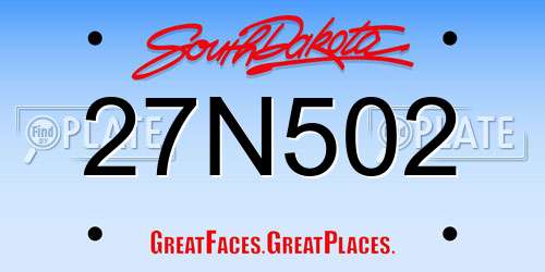 27N502 South Dakota License Plate