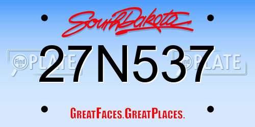 27N537 South Dakota License Plate