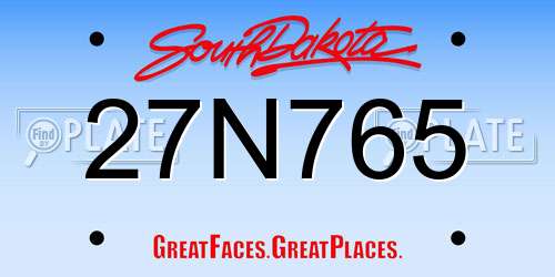 27N765 South Dakota License Plate