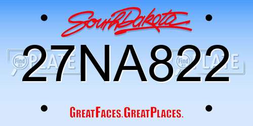 27NA822 South Dakota License Plate