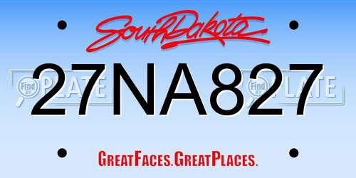 27NA827 South Dakota License Plate