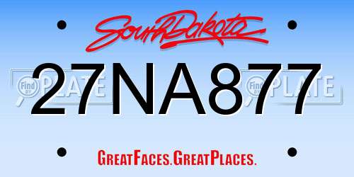 27NA877 South Dakota License Plate