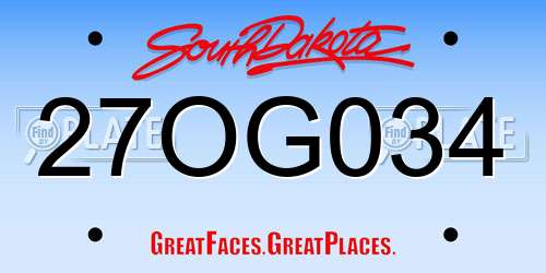 27OG034 South Dakota License Plate