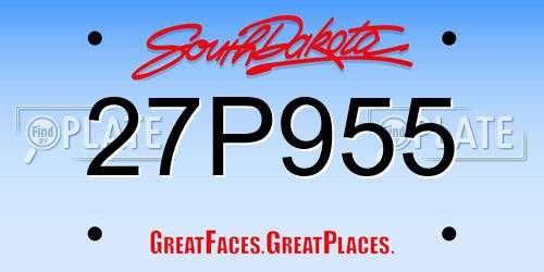27P955 South Dakota License Plate