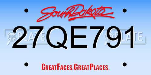 27QE791 South Dakota License Plate