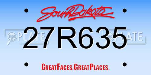 27R635 South Dakota License Plate